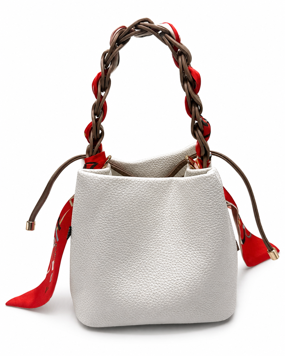 Leather bucket bag, detail view