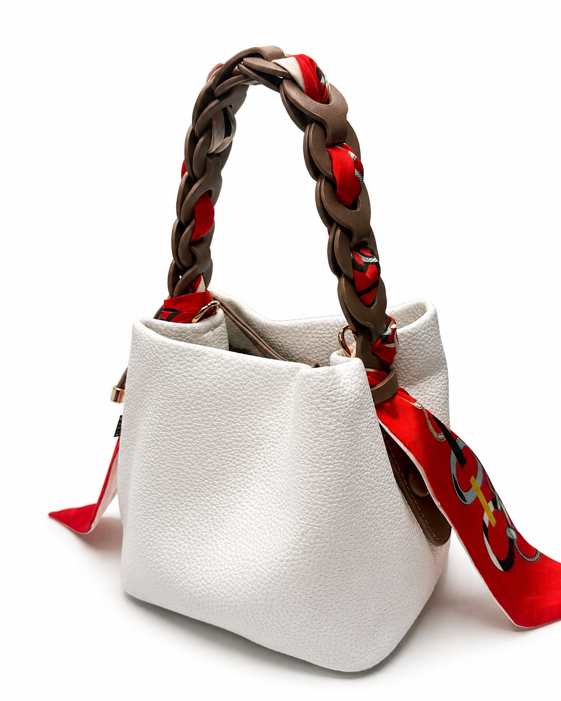 Leather bucket bag, detail view